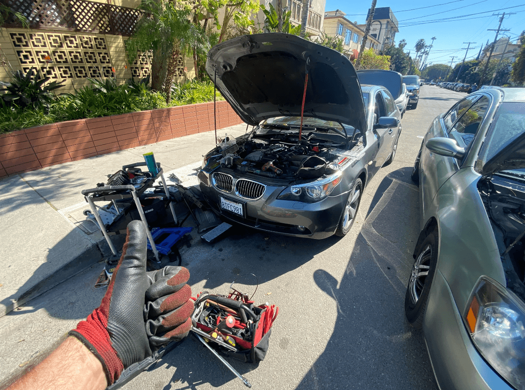 Mechanic working on a BMW